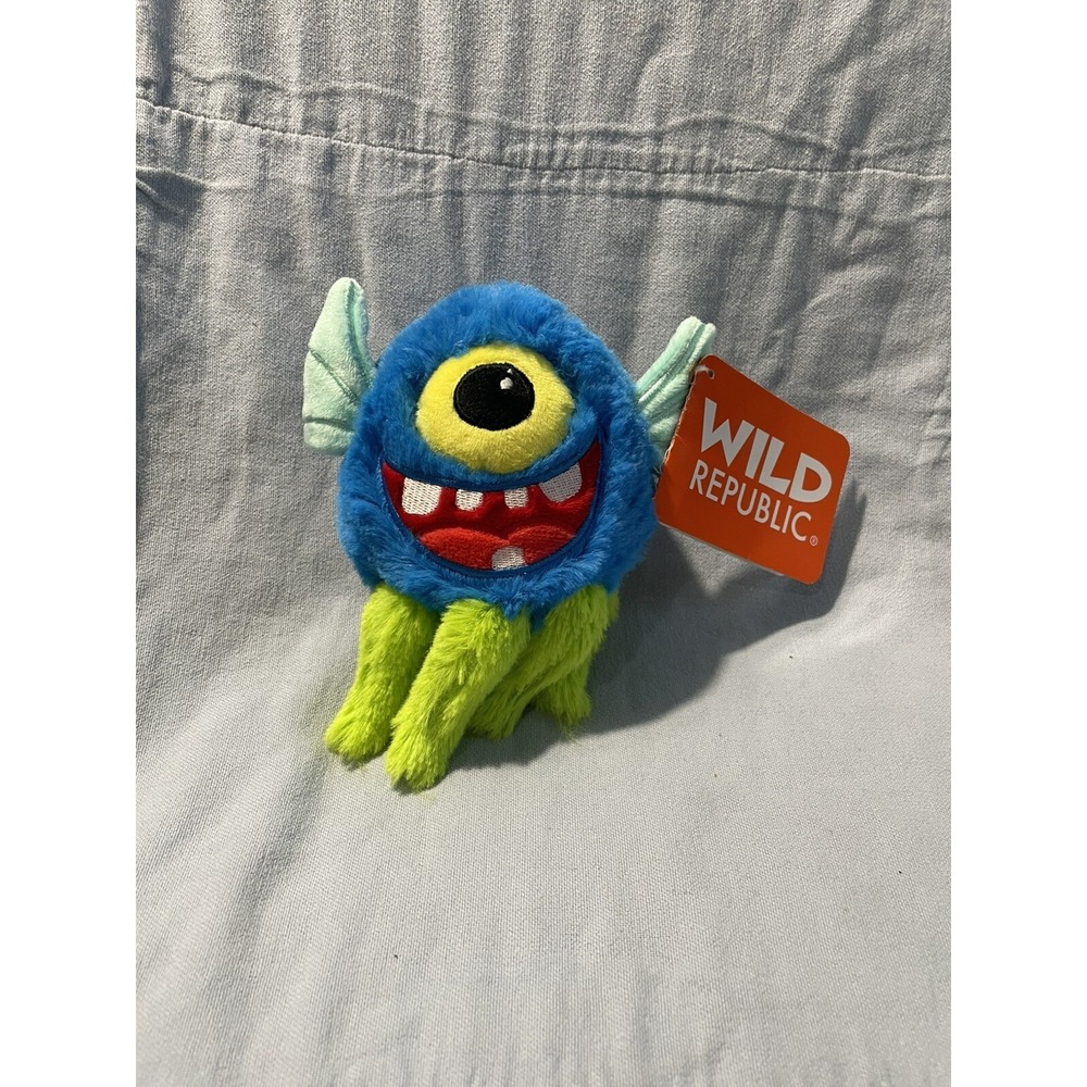 NEW Wild Republic - Monsterkins - Blue/Green 1 Eye Recycled Stuffed 6" Plush Toy